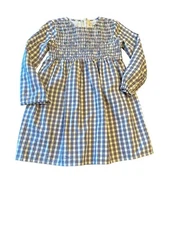 Hope & Henry Girls Organic Cotton Long Sleeve Plaid Smocked Dress Size 6