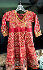 J Girl Pakistani kuchi Dress Traditional Ethnic Red Embroidery Sequin 4 ybd