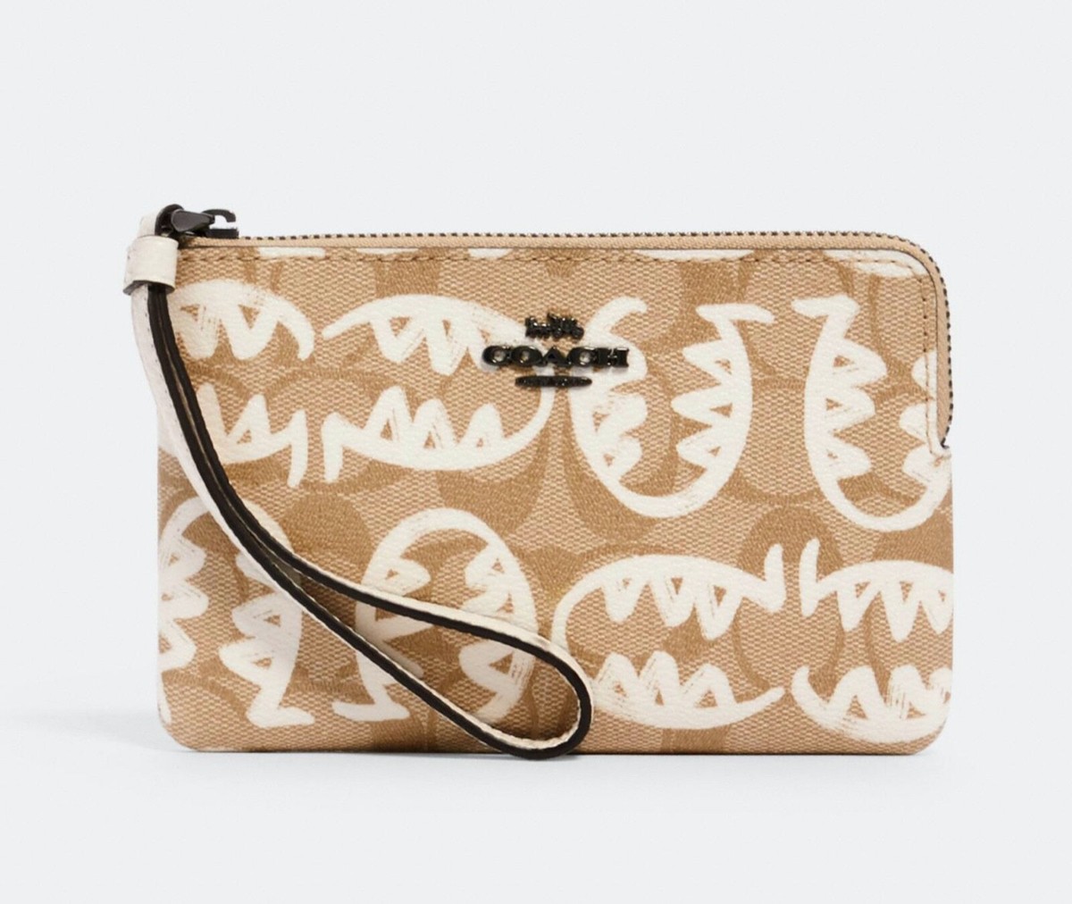 NWT COACH Corner Zip Wristlet Signature Canvas Rexy by Guang Yu Lt