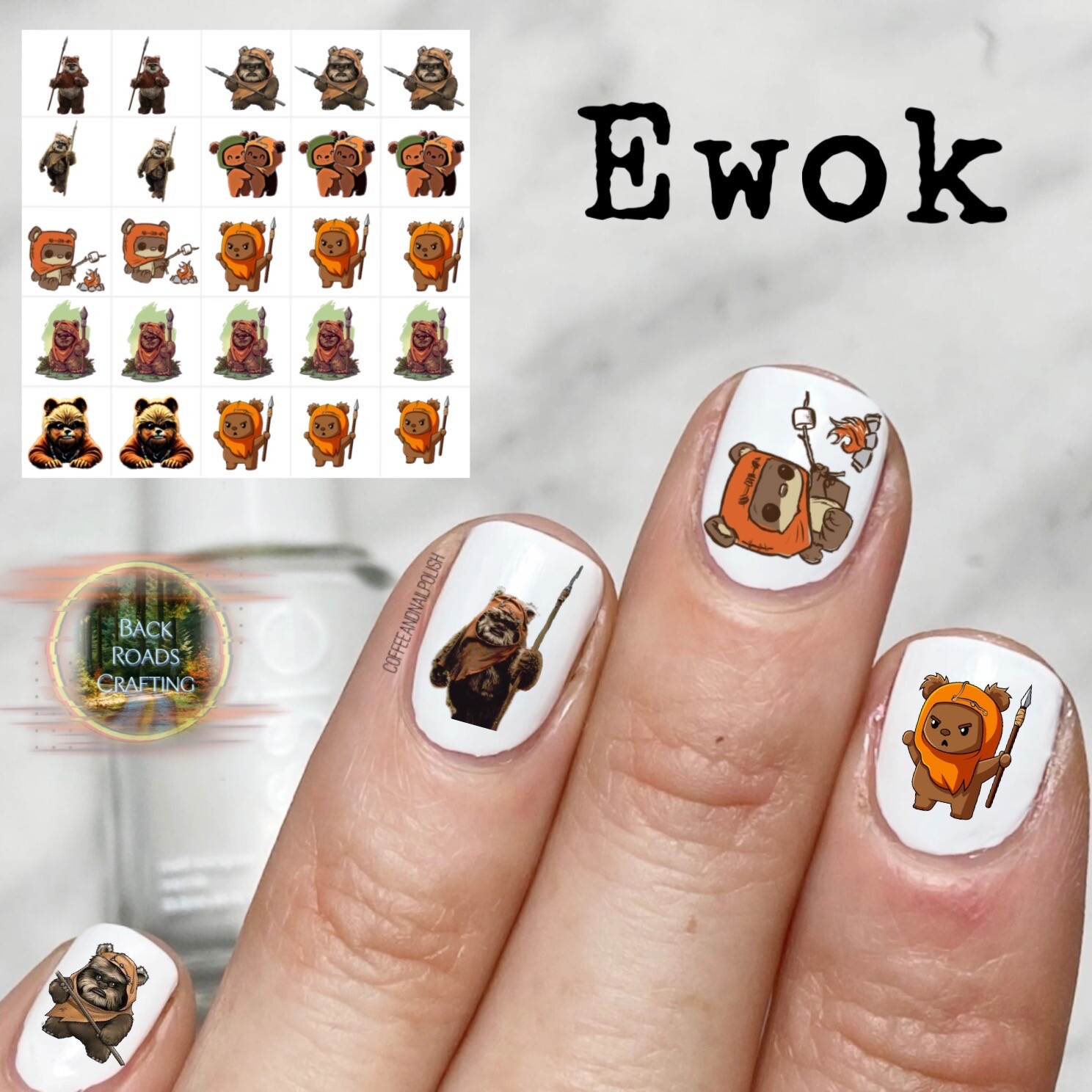 Ewok Waterslide Nail Art Decals Set Of 50 Instructions Included