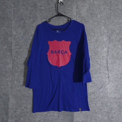NWT Nike FCB Barcelona Raglan 34 SLEEVE Shirt Mens L Barcelona Spain La Liga New
