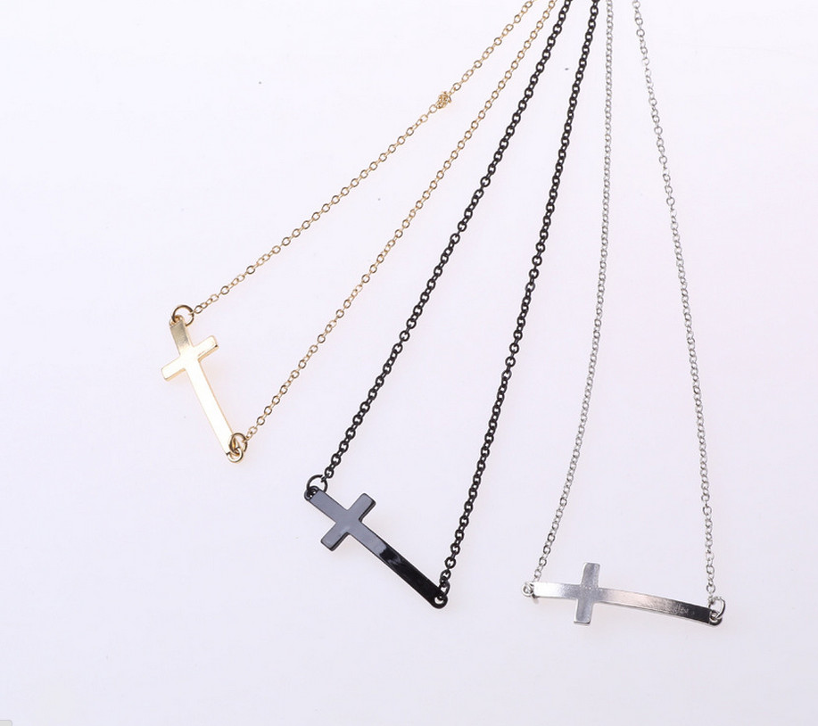 Fashion "Cross" Silver/Gold/Black Surgical Steel Titanium Pendant Necklace