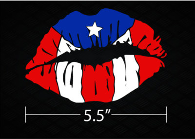 Puerto Rico Die Cut Vinyl Car Decal Sticker  5.5''(w) Puerto Rican Flag with Lips
