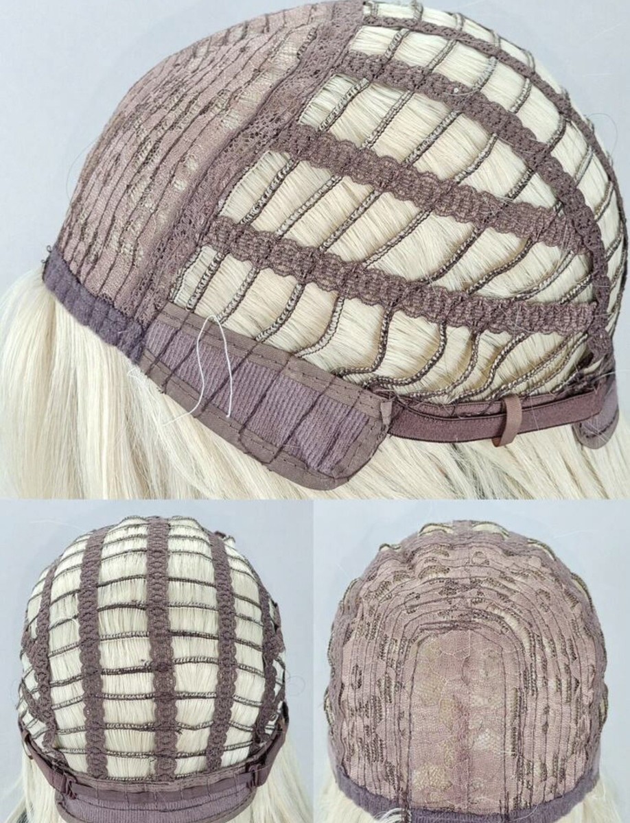 Perruque Synthétique Longue Blonde Lisse Avec Frange – Bonnet Monofilament – Neuf Sans étiquettes