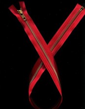 26 inch Deep Red  Brass Metal 5 YKK Zipper Separating New 