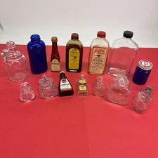 Vintage Glass Bottle Collection - Many with Labels -  Lavoris, Vicks, and More!