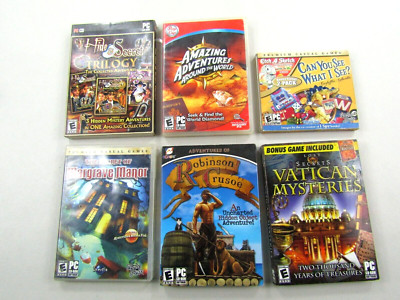 VTG Lot of 6 Computer Games PC CD Rom Mystery & Sleuthing Bundle Hide and Secret