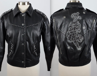 embellished leather jacket