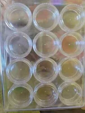 12Pcs Mini Clear Bead Containers Round Jewelry Storage Plastic Screw Caps 