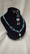 Blue Sea Ocean Necklace Earrings Jewelry Set Handmade