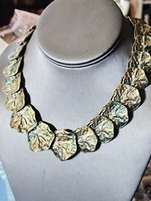 Vintage Kenneth Jay Lane Textured Gold disc necklace  KJL 16 in  avon 19 G2U