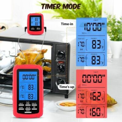 LCD Wireless Remote Thermometer For Grill Meat BBQ Kitchen Oven Food Cooking New