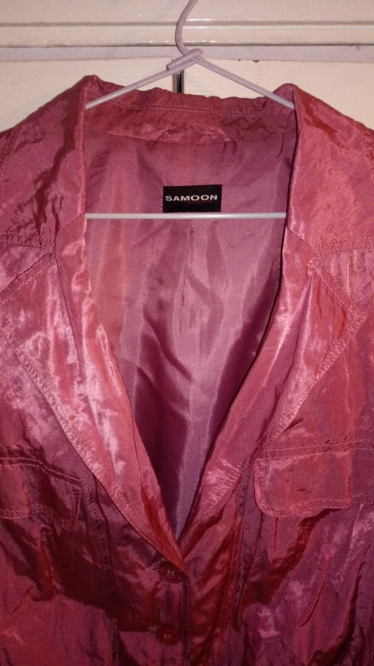 SAMOON GARRY WEBER CRUMPLED DESIGNER WATER REPELLENT PINK BLAZER PLUS SIZE 22UK - Image 2 of 4