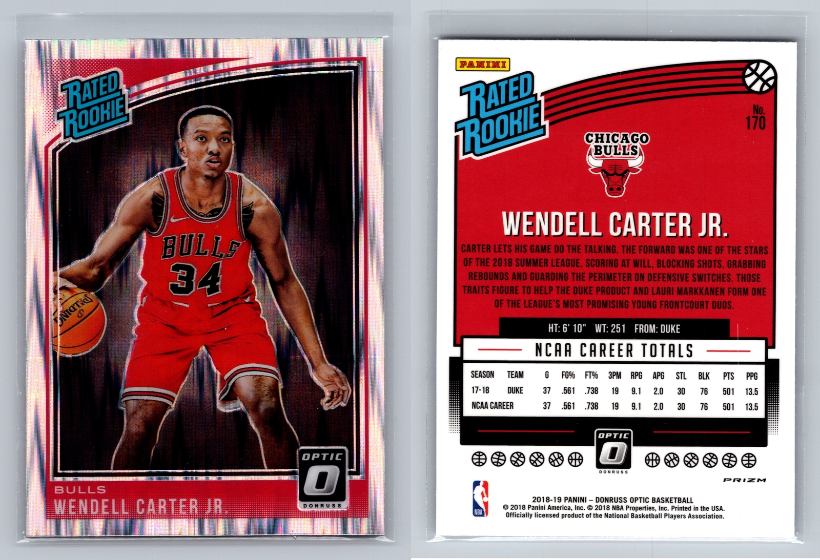 2018-19 Donruss Optic #170 Wendell Carter Jr. Shock