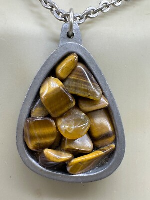 Jorgen  Denmark Pewter ネックレス 希少 VINTAGE PEWTER DENMARK SIGNED JORGEN JENSEN TIGER'S EYE PENDANT