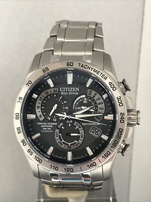 Citizen Herren Eco Drive Chrono A-T Alarm Funkuhr Titan E650