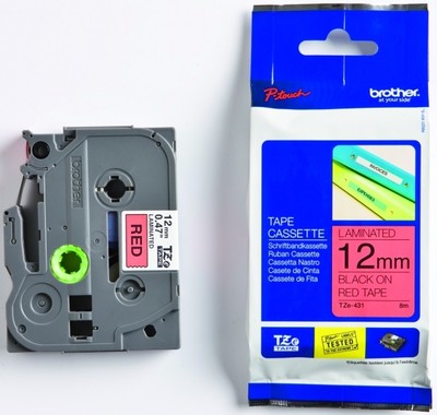 Beschriftungsband Brother P-touch TZe-431 original sw/rot 12mm TZ431 D400, 1830,