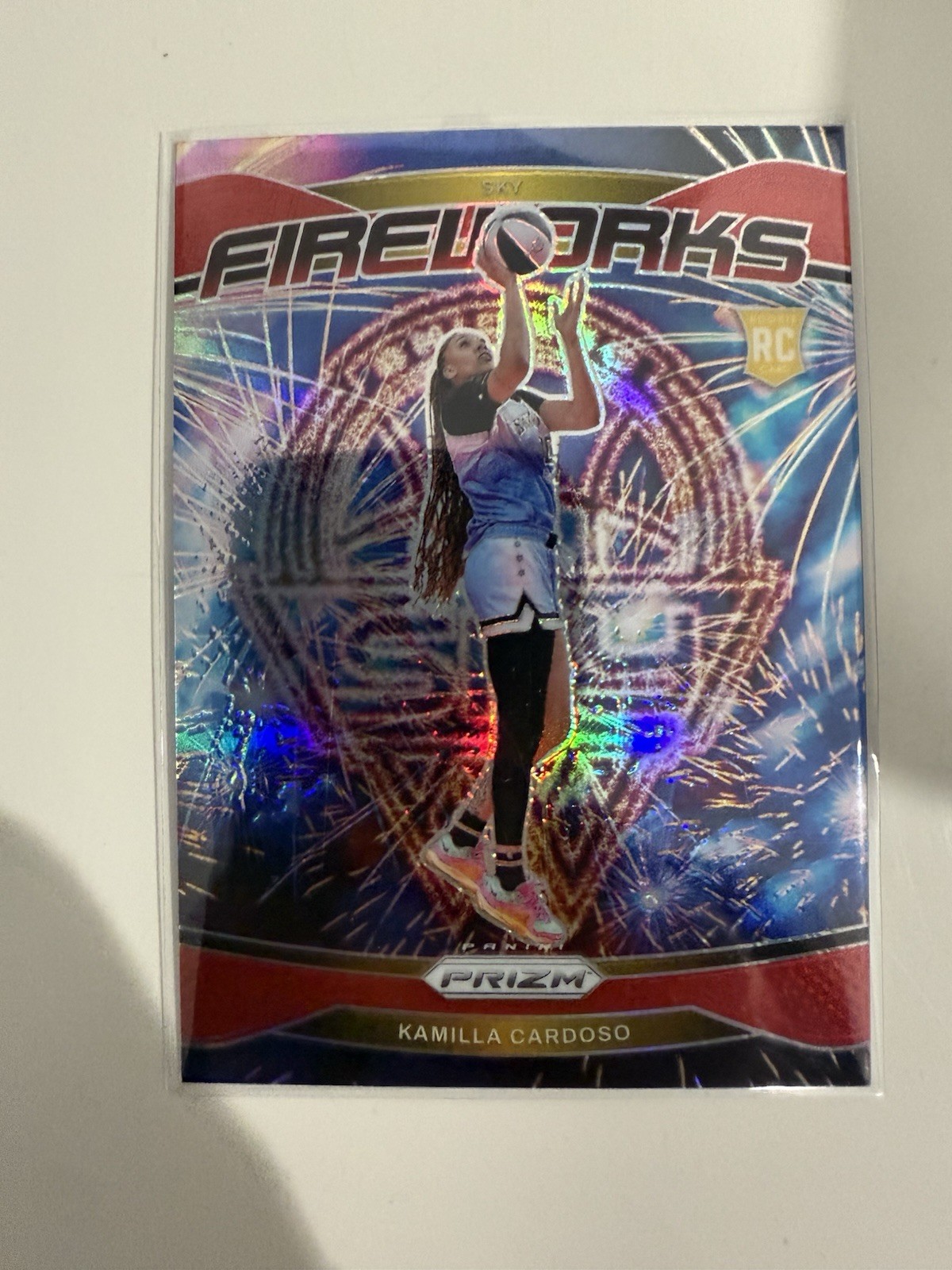 2024 Panini WNBA Red Prizm PSA 9 Kamilla Cardoso FIREWORKS 04/99 RC Chicago Sky