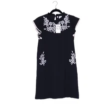 THML NEW Pipi Gauze Mini Dress Embroidery Motif Black Ruffle Sleeve Women's M