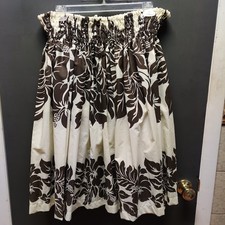 Vintage Hawaiian Pau Skirt Brown Floral Made in Hawaii Hula Dance Adjustable
