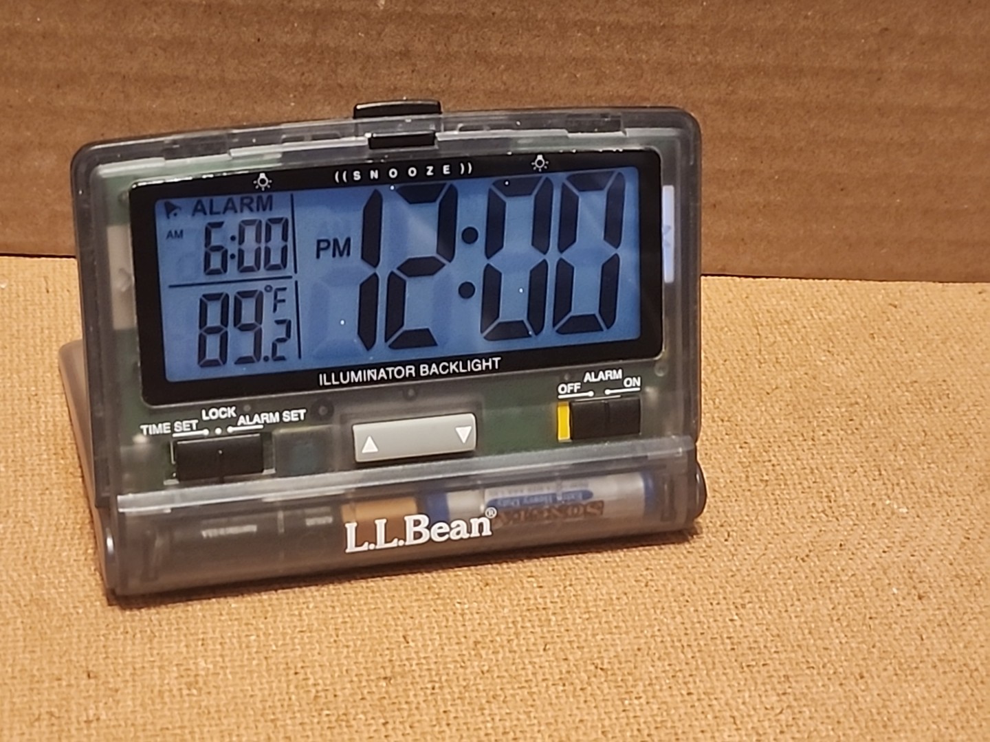LL Bean Digital Travel Pocket Alarm Clock Illuminator Backlight Night-Finder