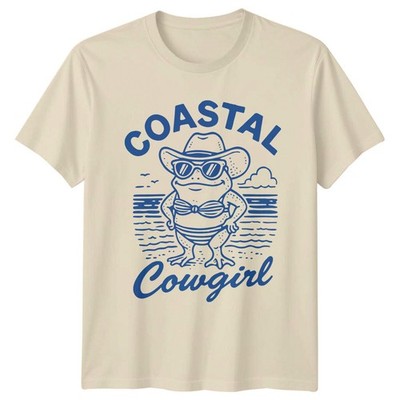 Coastal Cowgirl Frog Beach Herren T-Shirt Damen Tee Grafik Unisex Oberteil