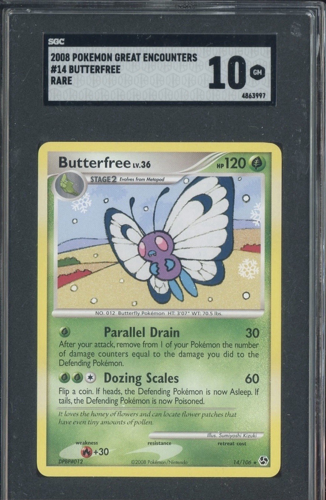 2008 Pokemon TCG Great Encounters #14 Butterfree Rare SGC 10