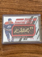 2023-24 UD Engrained Vincent Desharnais Rookie Signature Shots Red /99 Oilers