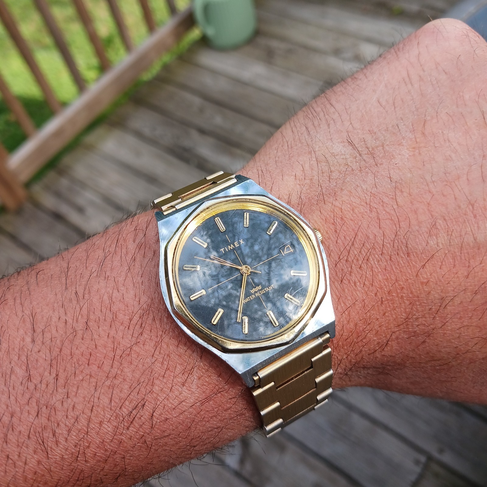 Timex Marlin Royal Oak Two Tone Crosshair Manual Wind Watch Rare Taiwan Vintage