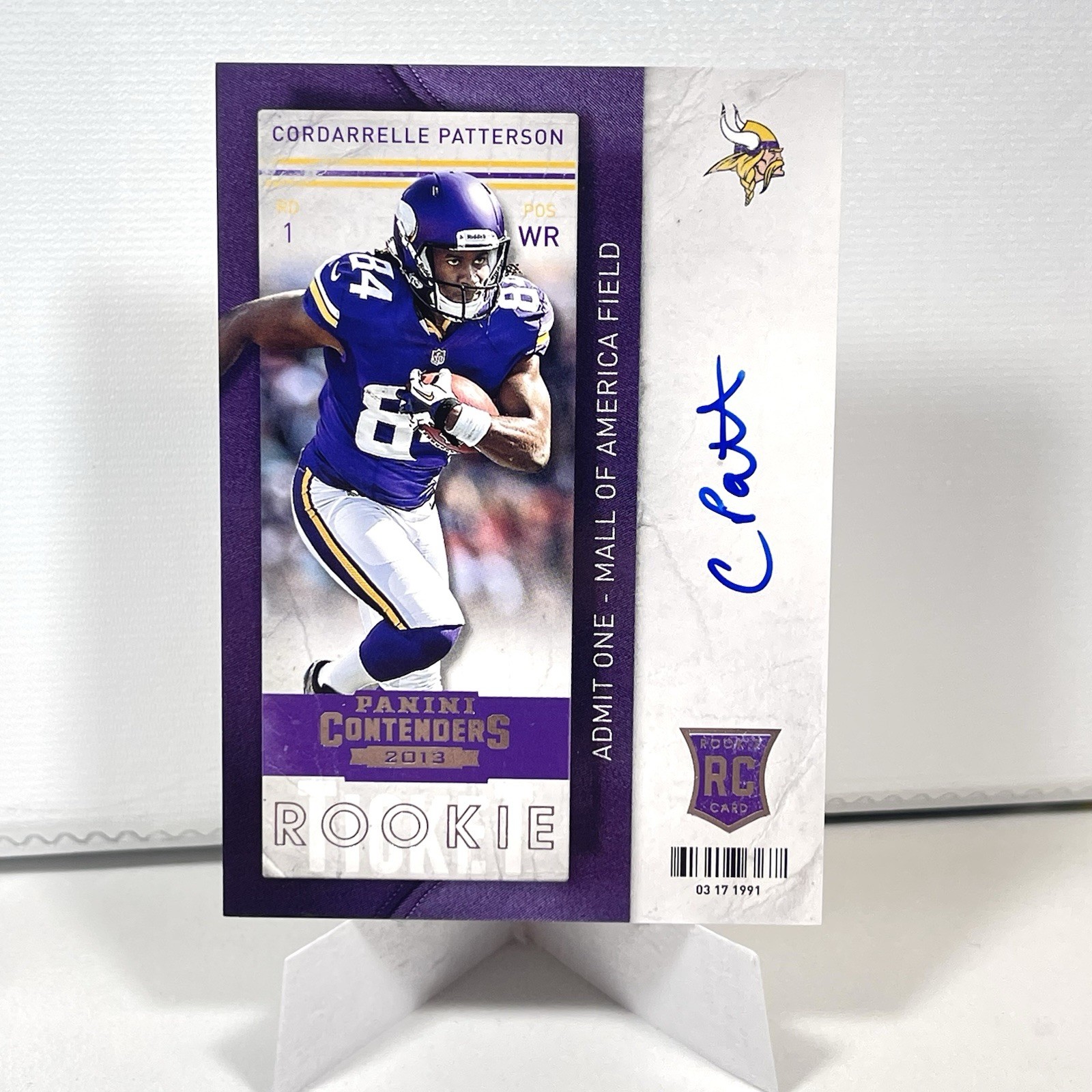 2013 Panini Contenders Cordarrelle Patterson #204 Rookie Ticket Autograph Auto