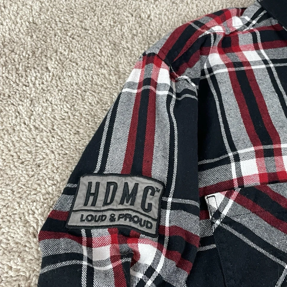 Harley Davidson Button Up Shirt Mens XL Slim Flannel Button Garage Mechanic F102 - Image 4 of 4