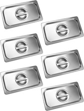 8 Pack Stainless Steel 1/3 Size Steam Table Pan Lids Solid Nonstick w Handle Pro