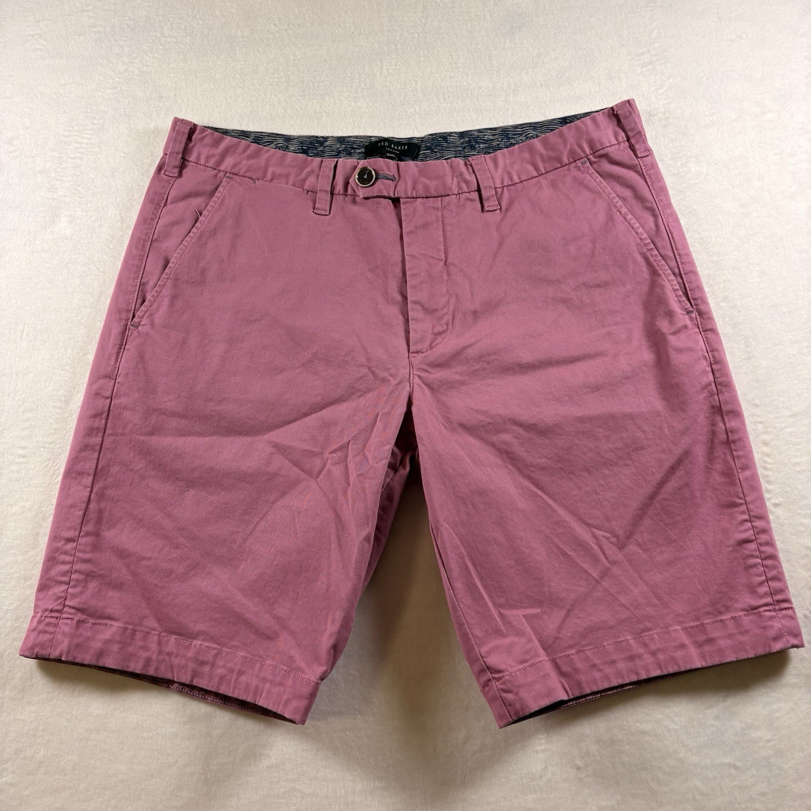 Ted Baker London Shorts Men’s 34 Pink Flat Front Chino Casual Golf Summer