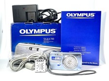 Olympus Stylus 760 7.1MP Silver Blue Digital Camera Tested Works w/ Box Battery