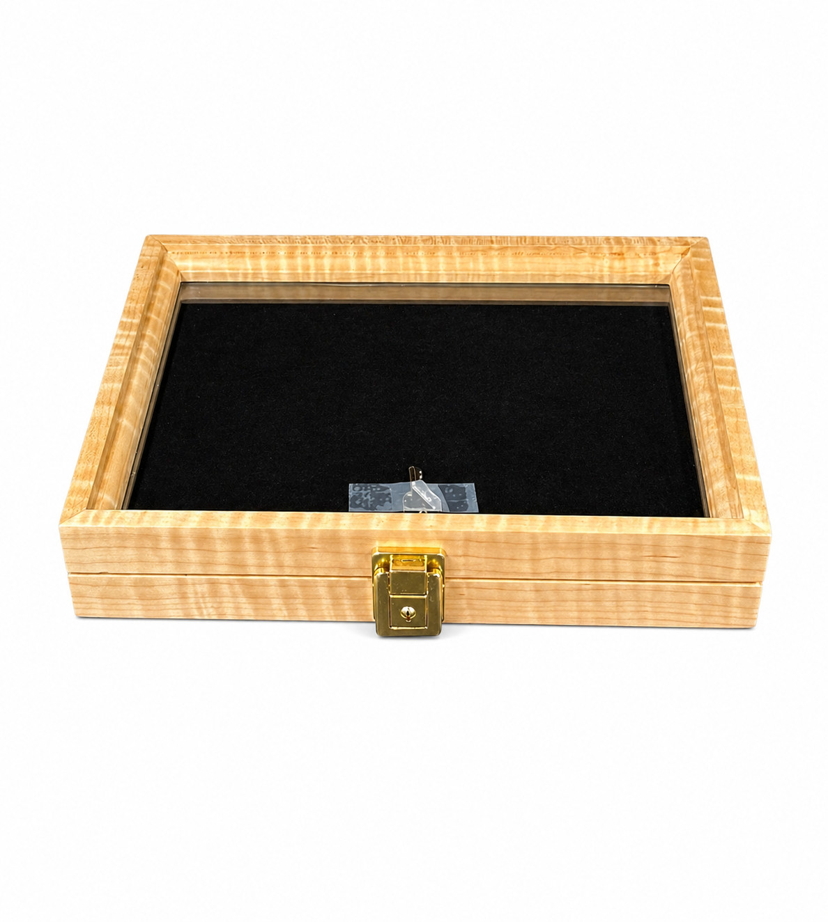 Curly Maple Wood Display Case 12 X 9.5 X 2” for Arrowheads Knives Collectibles