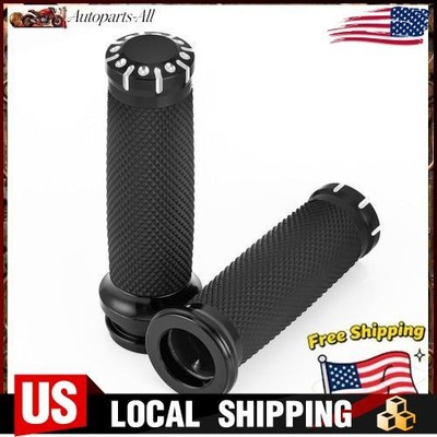 1''Black Electronic Throttle Handle Bar Hand Grips For Harley Touring Road Glide.