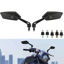 Black Pair Motorcycle Rearview Side Wing Mirrors 8mm/10mm For Honda Grom MSX 125