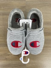 Champion Slippers Size W8-M6 Gray Sherpa Fleece House Shoes Logo Slip On NWT