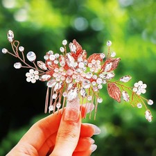 Rose Gold Bridal Hair Comb Pearl Wedding Hair Piece Accessory For Bride