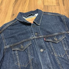 Levis Denim Trucker Jacket Blue Dark Wash Button Front Western Mens Large 72334