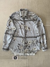 Dior Oblique Blue Floral Silk Button Up Shirt Size XL