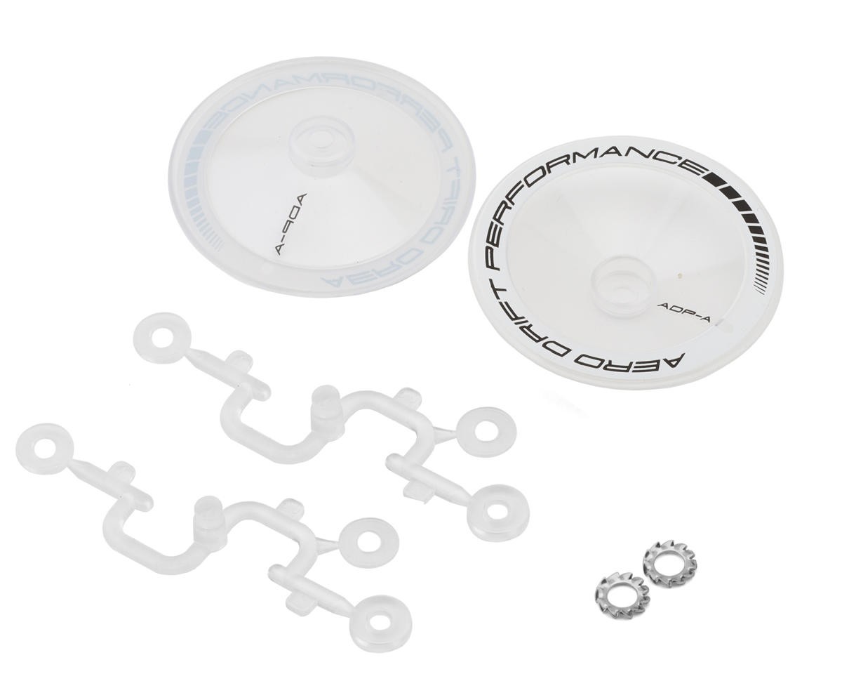 DS Racing Sloped Aero Drift Wheel Covers (Clear/White) (2) [DSC-ADP-ATW-BF](Drift Element Wheels)