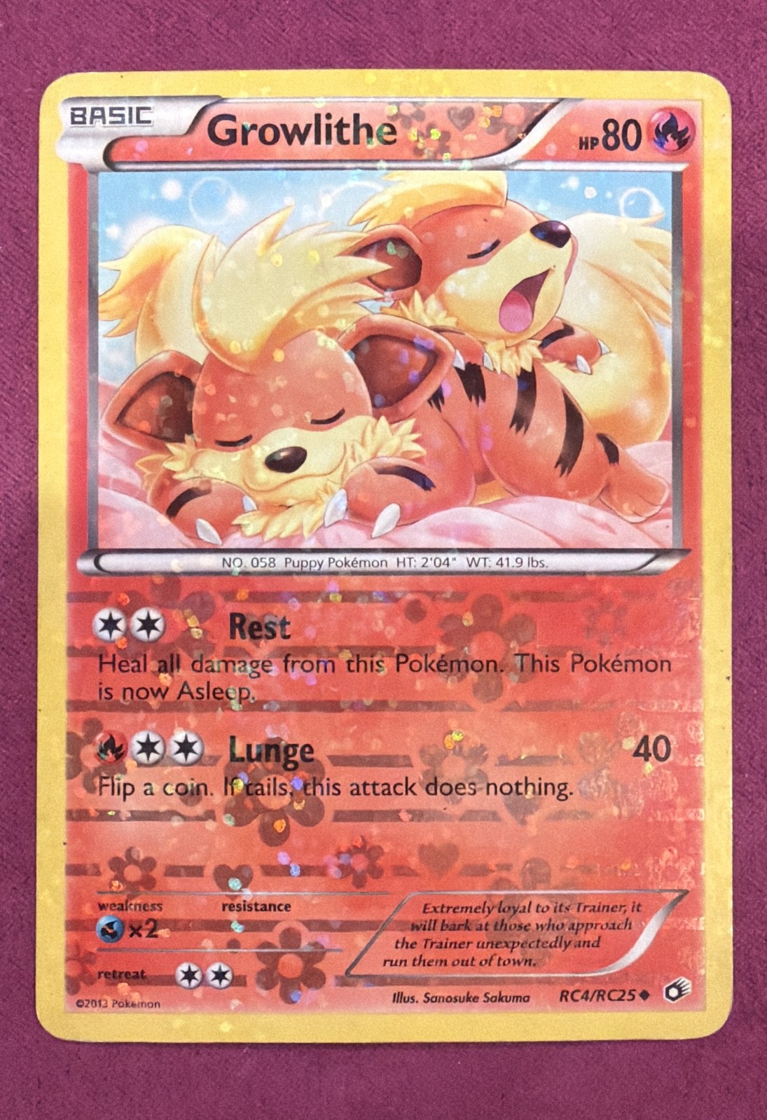 Growlithe RC4/RC25 Legendary Treasures: Radiant Collection Holo HP
