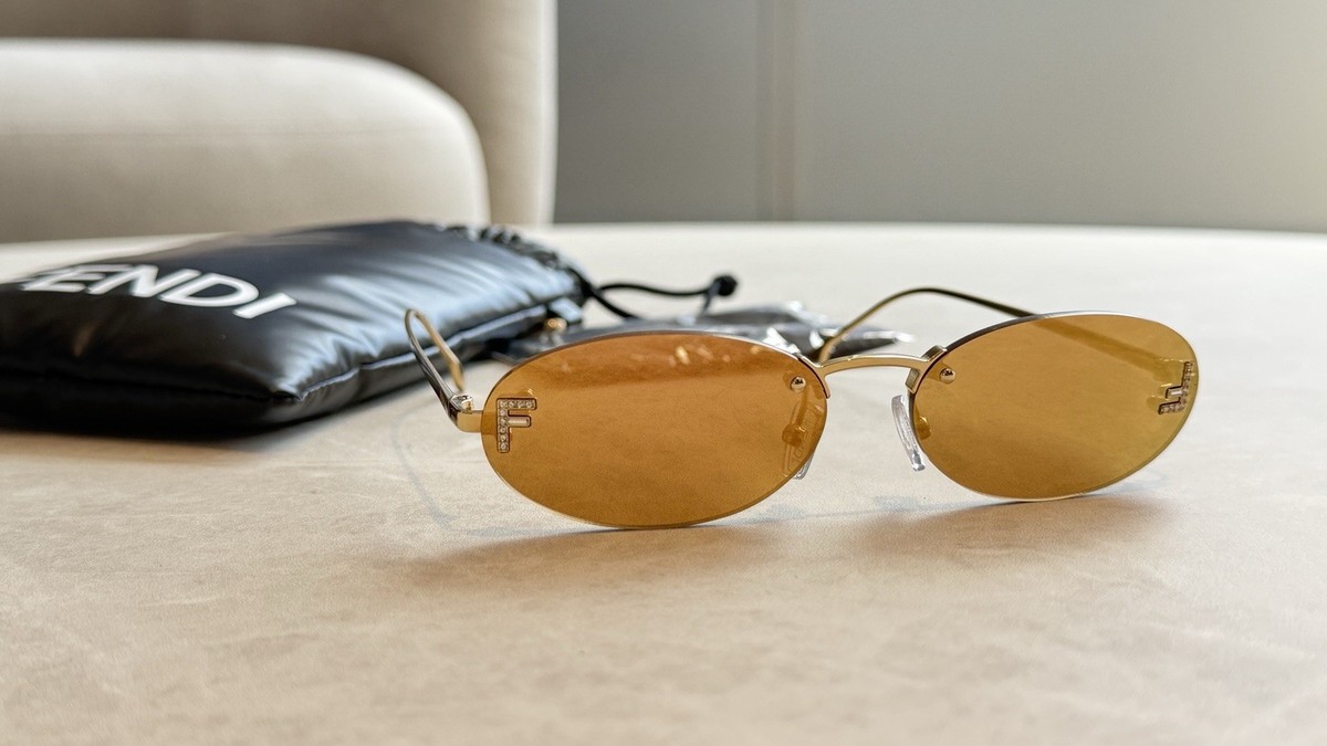 FENDI First Crystal FE4075US 28Y Rose Gold Light Brown Lens 
