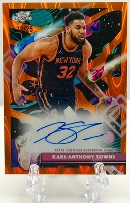 2025-26 Topps Cosmic Chrome Karl-Anthony Towns On-Card Auto Orange #23/25 SSP