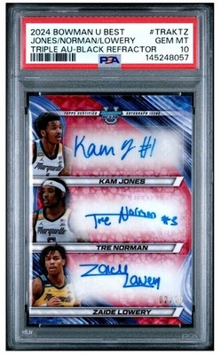 ユマサーマン　サイン　オートグラフ　8×10インチ　オートマニア　SWAU 2024-25 Bowman University Best - Triple Autographs Kam Jones