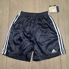 NWT Vintage Adidas Shorts Men's Small Shiny Satin Black Soccer Lisbon Y2K RARE