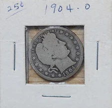 1904 O Liberty Barber Silver Quarter US Coin ~ Better Date ~ Q-04O