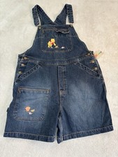 Disney Vintage Winnie The Pooh Embroidered Denim Overalls Short XL Womens NEW