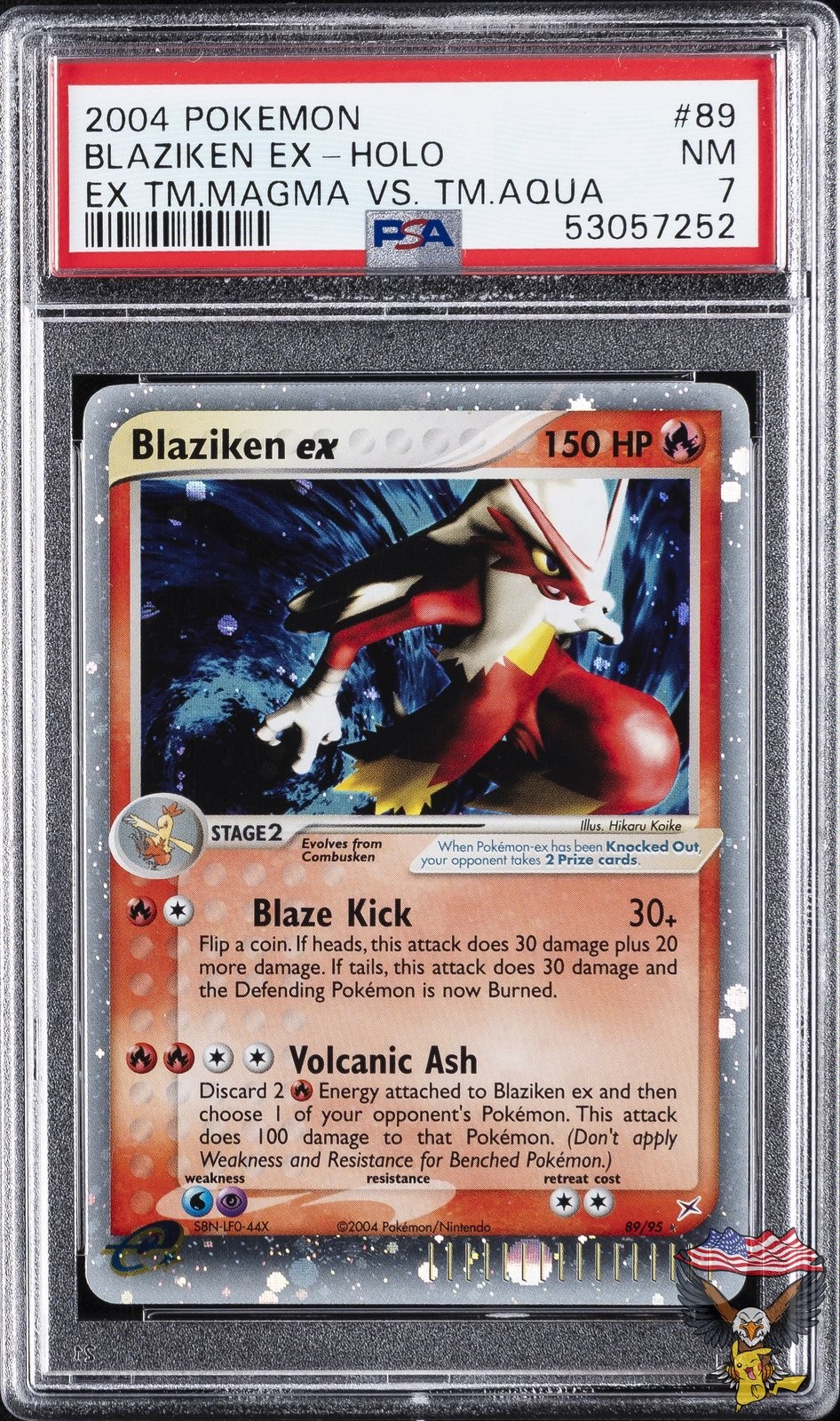 Blaziken EX Holo 89/95 Team Magma Vs Team Aqua Pokemon PSA 7